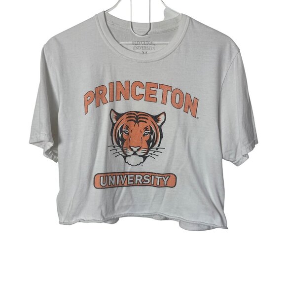 Princeton University Crop Top T Shirt Medium Tiger Logo Cotton Ivy League - Picture 1 of 7